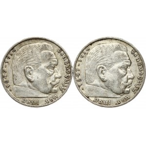 Allemagne 5 Reichsmark 1936 Lot de 2 pièces