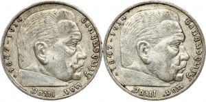 Nemecko 5 ríšskych mariek 1936 Dávka 2 mincí