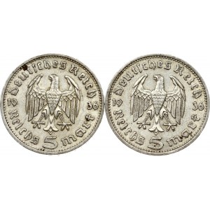 Nemecko 5 ríšskych mariek 1936 Dávka 2 mincí