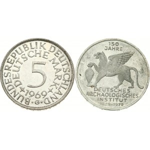 Nemecko Spolková republika 5 mariek 1969 G &amp; 1979 J Sada 2 mincí