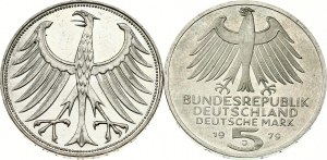 Allemagne République Fédérale 5 Mark 1969 G & 1979 J Lot de 2 pièces