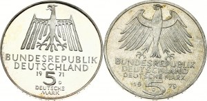 Republika Federalna Niemiec 5 marek 1971 D i 1979 J Zestaw 2 monet