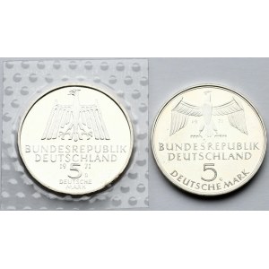 Deutschland Bundesrepublik 5 Mark 1971 G &amp; 1971 D Lot von 2 Münzen