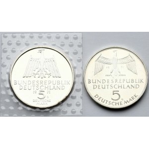 Allemagne République Fédérale 5 Mark 1971 G &amp; 1971 D Lot de 2 pièces