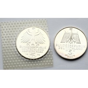 Bundesrepublik 5 Mark 1971 D &amp; 1979 J Lot von 2 Münzen