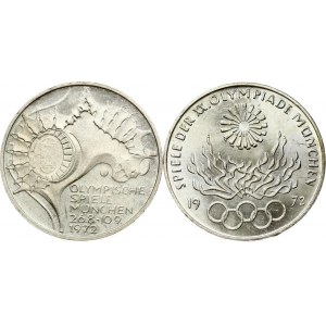 Bundesrepublik 10 Mark 1972 G &amp; 1972 F Lot von 2 Münzen