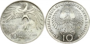 Bundesrepublik 10 Mark 1972 G & 1972 F Lot von 2 Münzen