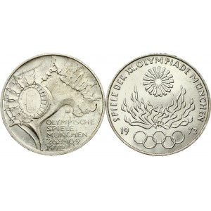 Bundesrepublik 10 Mark 1972 D &amp; 1972 F Lot von 2 Münzen
