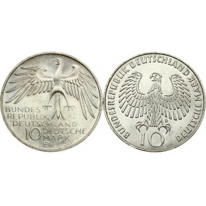 Repubblica Federale 10 marchi 1972 D e 1972 F Lotto di 2 monete
