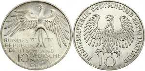 Republika Federalna 10 Mark 1972 D i 1972 F Lot 2 monet