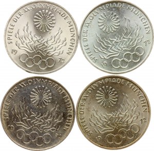 Allemagne République Fédérale 10 Mark Jeux Olympiques 1972 Lot de 4 pièces