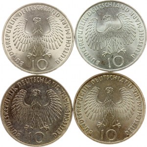 Deutschland Bundesrepublik 10 Mark Olympische Spiele 1972 Lot von 4 Münzen