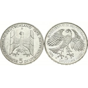 Germania Repubblica Federale 5 marchi 1976 D e 1978 D Lotto di 2 monete