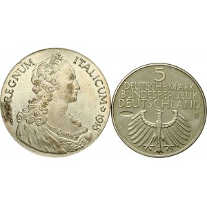 Répliques de l'Allemagne 5 Mark 1952/2006 et de l'Erythrée Taler 1918 Lot de 2 pièces