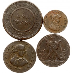 Großbritannien Farthing - Penny Token 1790 - 1811 Lot von 4 Stück