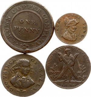 Großbritannien Farthing - Penny Token 1790 - 1811 Lot von 4 Stück