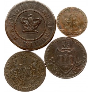 Velká Británie Farthing - Penny Token 1790 - 1811 Lot of 4 pcs