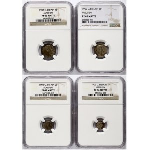 Great Britain 1 - 4 Pence 1902 Set Maundy. NGC PF 62-64 MATTE Lot of 4 coins