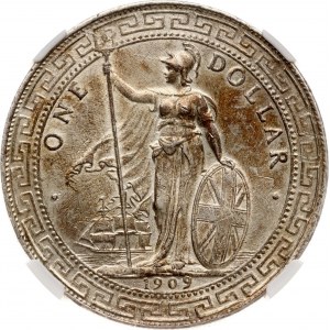 Obchodní dolar Velké Británie 1909 B NGC MS 62