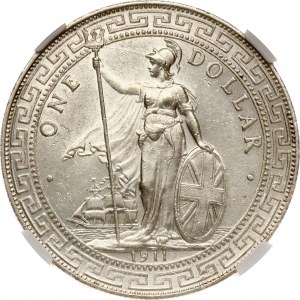 Obchodný dolár Veľkej Británie 1911 B NGC MS 62