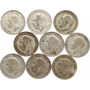 Gran Bretagna 1 scellino 1920-1940 Lotto di 9 monete