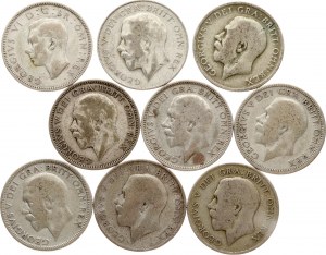 Grande-Bretagne 1 Shilling 1920-1940 Lot de 9 pièces