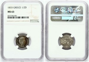 Řecko 1/2 drachmy 1833 NGC MS 63