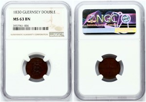 Guernesey Double 1830 NGC MS 63 BN ONLY 4 COINS IN HIGHER GRADE