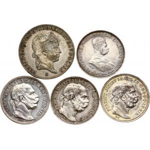 Maďarsko 20 krejcarů a 1 koruna 1846-1915 Sada 5 mincí