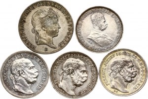 Maďarsko 20 kreuzerov a 1 koruna 1846-1915 Sada 5 mincí