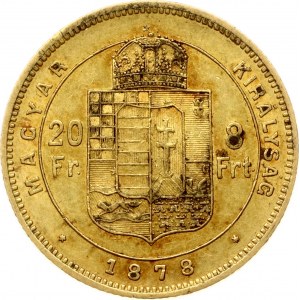 Maďarsko 20 frankov / 8 forintov 1878 KB