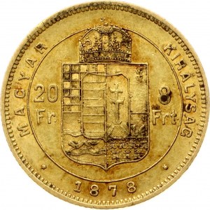 Węgry 20 franków / 8 forintów 1878 KB