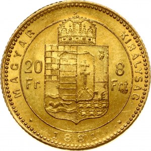 Węgry 20 franków / 8 forintów 1881 KB