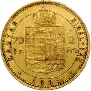 Maďarsko 20 frankov / 8 forintov 1885 KB