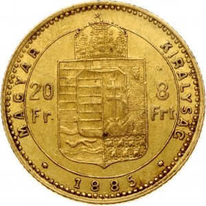 Maďarsko 20 frankov / 8 forintov 1885 KB