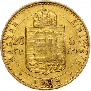Maďarsko 20 franků / 8 forintů 1889 KB