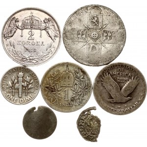 Maďarsko 2 koruny 1913 KB s mincemi různých zemí Sada 7 mincí.