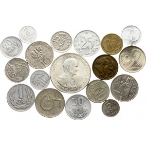 Węgry 5 Pengo 1930 BP z monetami różnych krajówLot 18 monet