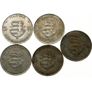 Węgry 5 forintów 1947 BP Lajos Kossuth Zestaw 5 monet
