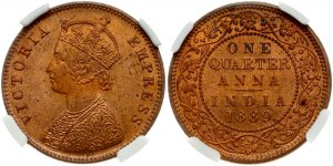 Inde britannique 1/4 Anna 1889 NGC MS 64+ RD