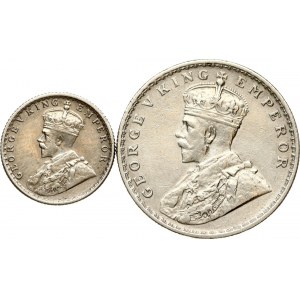 Britská Indie 1/4 rupie 1918 a 1 rupie 1916 Sada 2 mincí