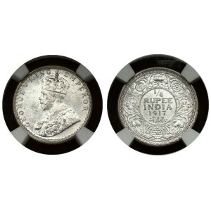 British India 1/4 Rupee 1917 (C) NGC MS 63