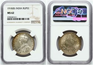 Inde britannique 1 roupie 1918 (B) NGC MS 62