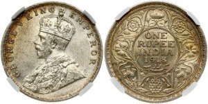 Britská India 1 rupia 1918 (B) NGC MS 62