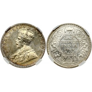 Britská Indie 1 rupie 1919 (B) NGC MS 63