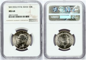 Iran 10 Rials 1353/1974 NGC MS 64 ONLY 2 COINS IN HIGHER GRADE