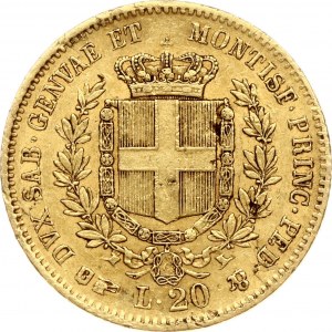 Sardinia 20 Lire 1850 B