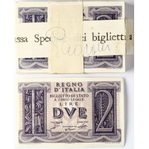 Włochy 2 Lire 1939-Nov-14 Partia 100 sztuk