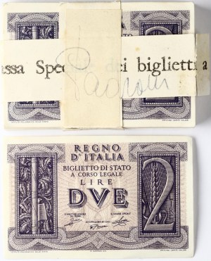 Włochy 2 Lire 1939-Nov-14 Partia 100 sztuk