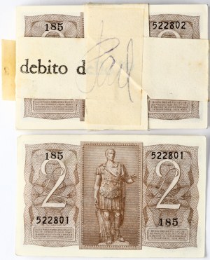 Italy 2 Lire 1939-Nov-14 Lot of 100 pcs